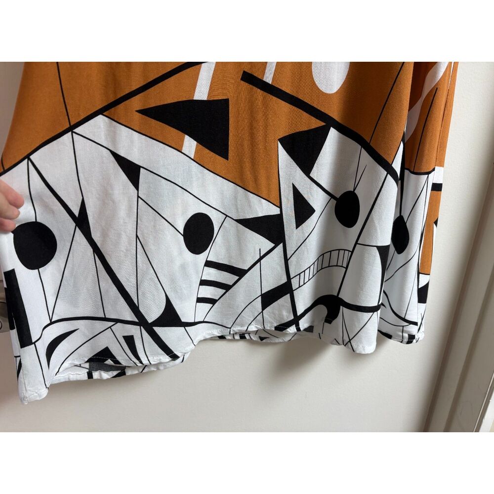 Abstract Yellow Sundress Geometric M Shift Flutter 90s Pocket Vtg Buenas Duster - Picture 5 of 8
